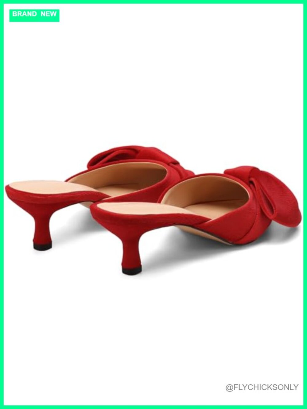 Closed Pointed Toe Kitten Heel Mules with Bow Slip on Pumps for Wedding Party - Picture 4 of 6